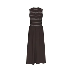 Neo Noir - Atika Deco Smock Dress - Dark Brown