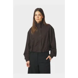 Neo Noir - Jakke Felicity Zip Blouse - Dark Brown