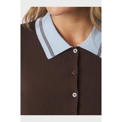 Neo Noir - Filiana Contrast Polo Blouse - Brown