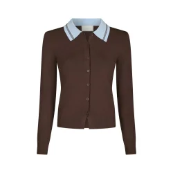 Neo Noir - Filiana Contrast Polo Blouse - Brown