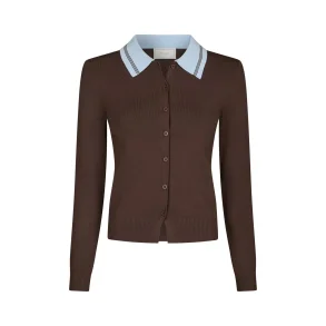 Neo Noir - Filiana Contrast Polo Blouse - Brown