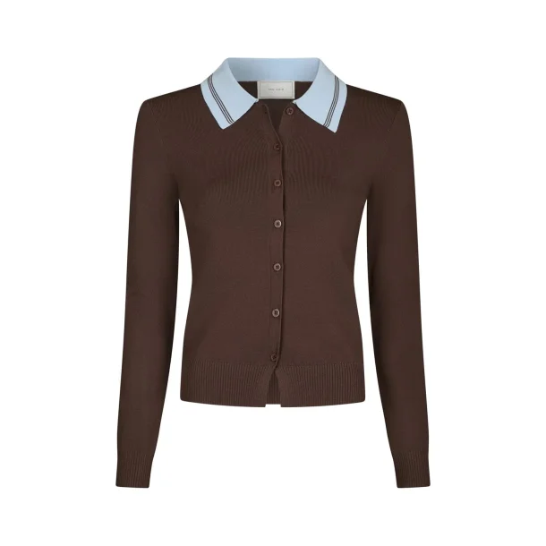 Neo Noir - Filiana Contrast Polo Blouse - Brown