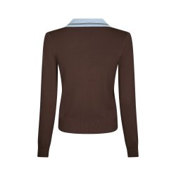 Neo Noir - Filiana Contrast Polo Blouse - Brown