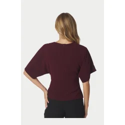 Neo Noir - Miriel Drape Blouse - Plum