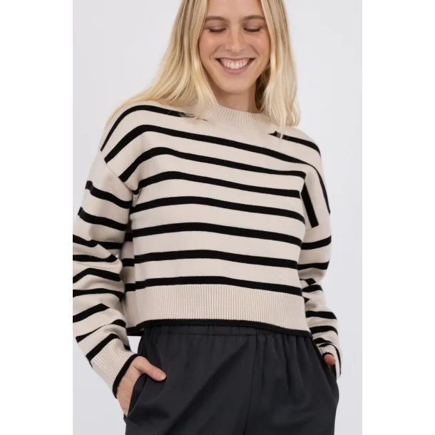 Neo Noir - Bluse Rebekka Stripe Knit Blouse - Sand