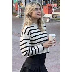 Neo Noir - Bluse Rebekka Stripe Knit Blouse - Sand