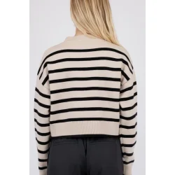 Neo Noir - Bluse Rebekka Stripe Knit Blouse - Sand