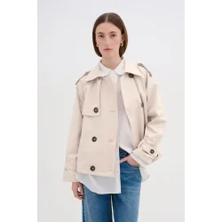My Essential Wardrobe - Jakke Mira Short Trenchcoat - Oatmeal