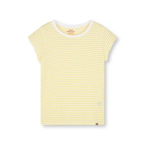 Mads Nrgaard - T-shirt Organic Stripe Teasy Tee - Brilliant White/Lemon Zest