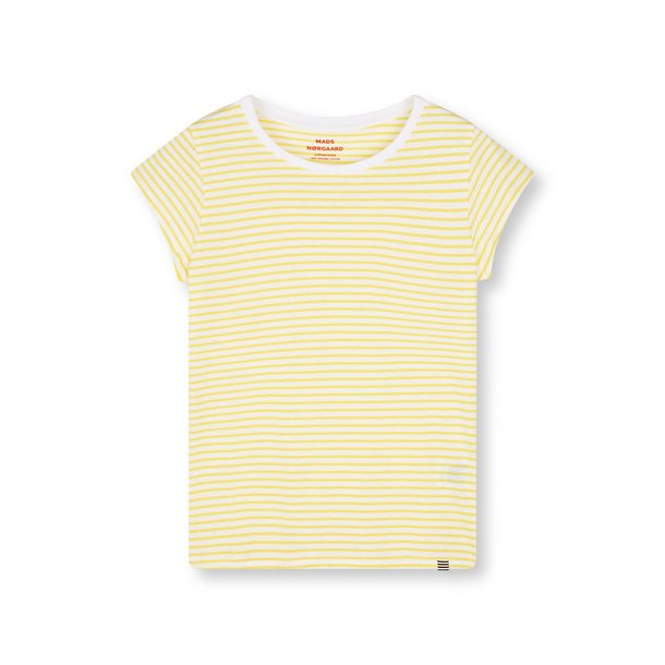 Mads Nrgaard - T-shirt Organic Stripe Teasy Tee - Brilliant White/Lemon Zest