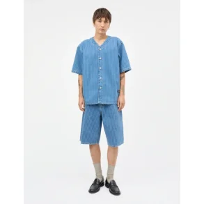 Mads N�rgaard - Striped Denim Paradise Shirt - Light Blue Wash