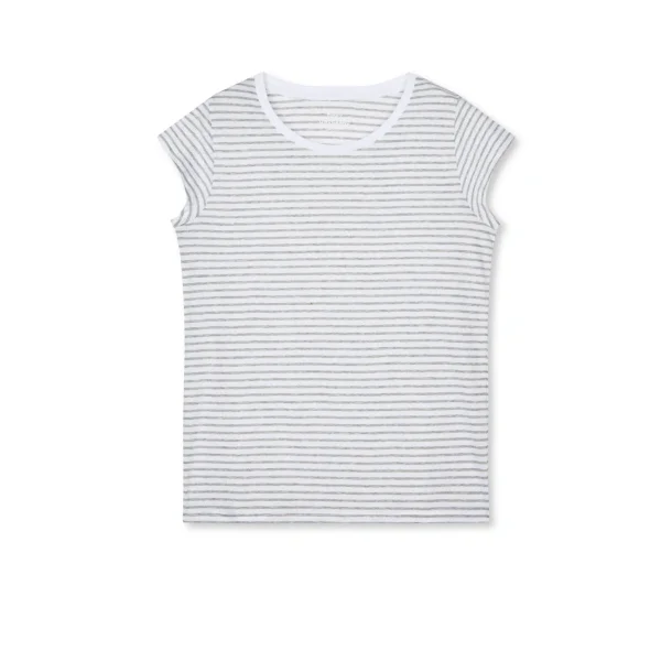 Mads N�rgaard - Stripe Teasy Tee - Brilliant White/Light Grey
