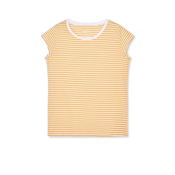 Mads N�rgaard - Stripe Teasy Tee - Brilliant White/Zinnia