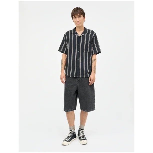 Mads N�rgaard - Skjorte Texture Kenji Shirt - Black/Plaza Taupe