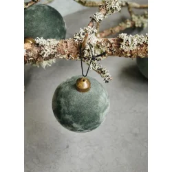 House Doctor - Glaskugle Velour Lille - Mrkegrn