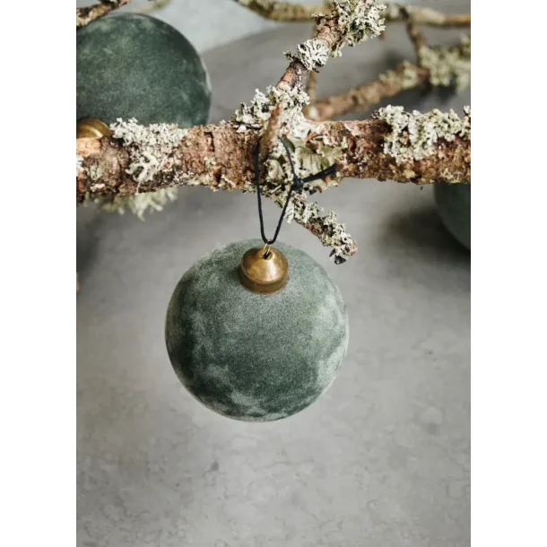 House Doctor - Glaskugle Velour Lille - Mrkegrn