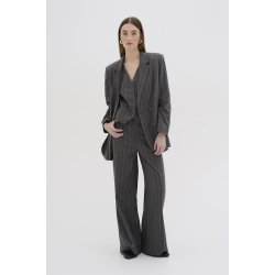 My Essential Wardrobe - Tito Wide Pant - Grey W. White Stripes