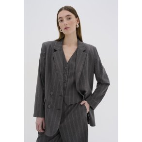 My Essential Wardrobe - Tito Blazer - Grey W. White Stripes