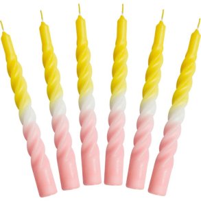 Kunstindustrien - Snoede Stearinlys - Candles with a twist GUL/HVID/PINK  