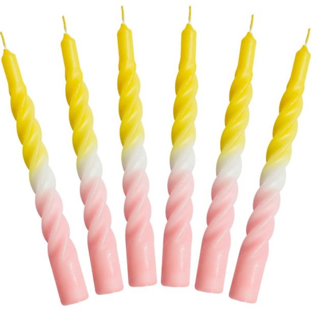 Kunstindustrien - Snoede Stearinlys - Candles with a twist GUL/HVID/PINK  