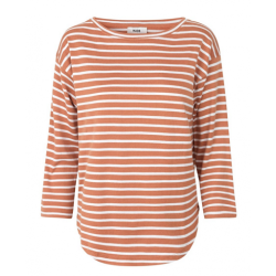 Mads Nrgaard - Bretagne Organic Thilke Bluse - Apricot/White