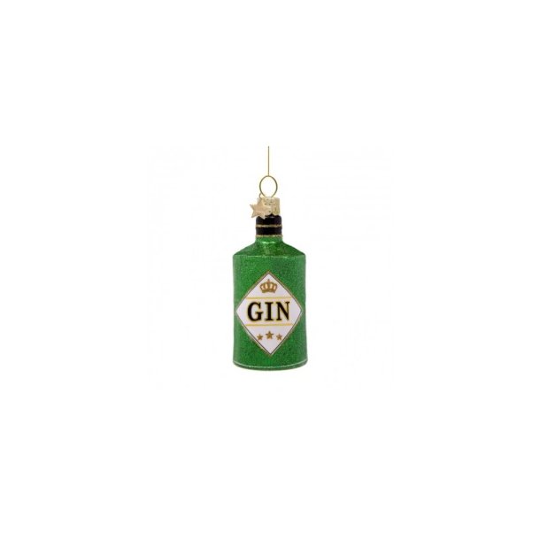 Vondels - Julekugle - Green Glitter Gin Bottle - H10 cm